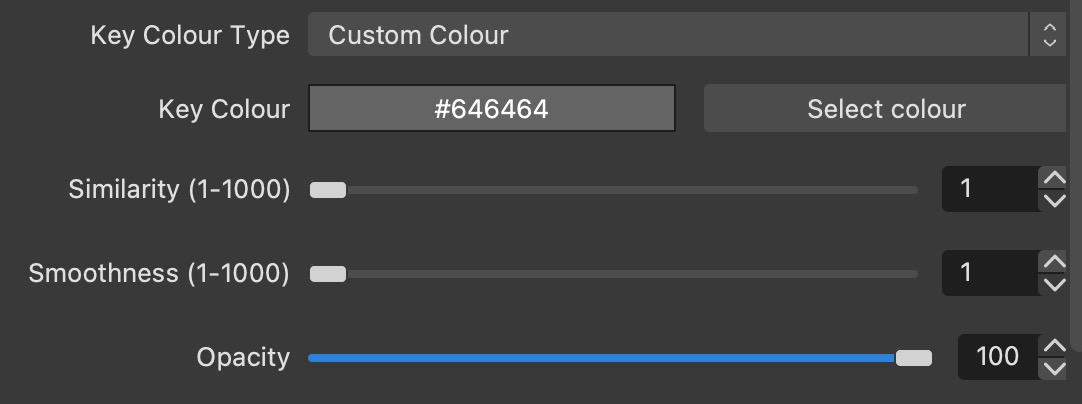 Colour Key Settings with RGB #646464